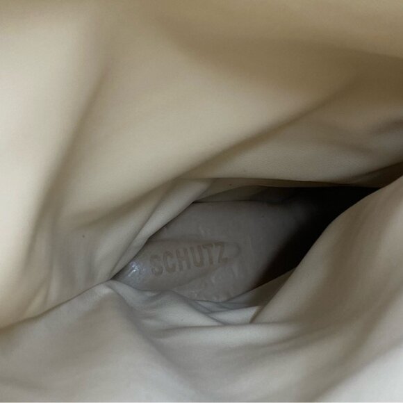 Schutz Maryana Eggshell Croc Embossed Leather Tall Heeled Boot 8 1/2 B - Picture 14 of 16